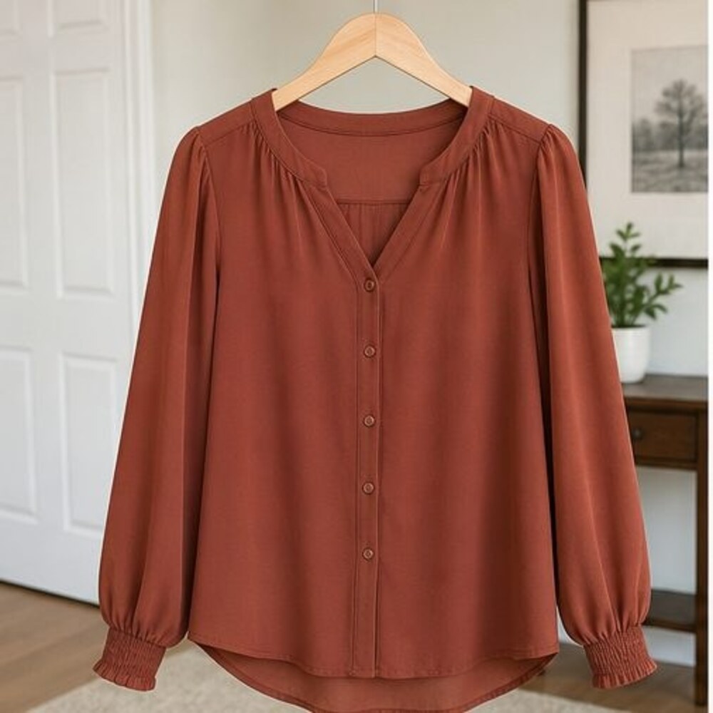Rust Smocked Top